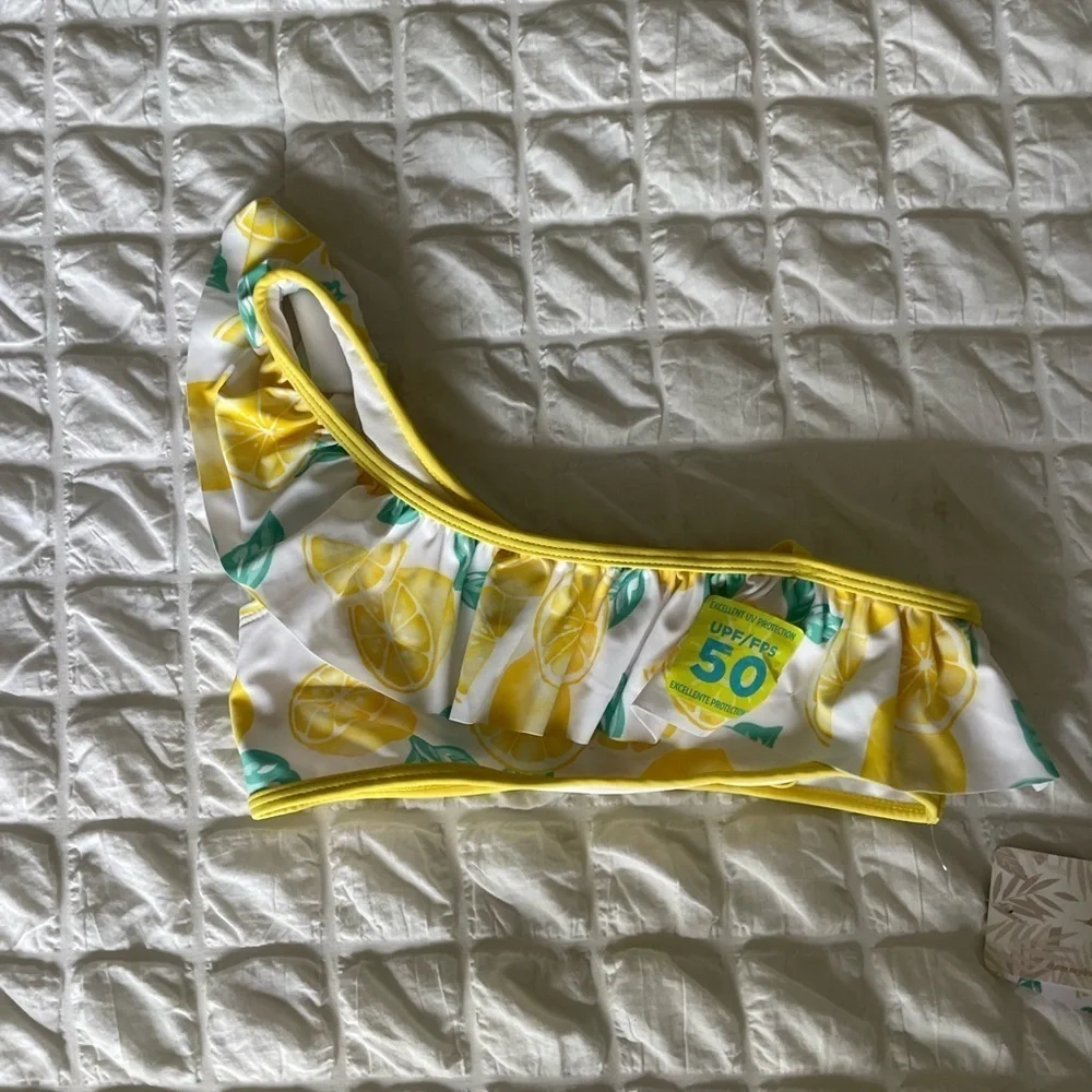 Tommy Bahama ruffle lemon one shoulder girls bikini top